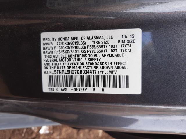 Photo 9 VIN: 5FNRL5H27GB034417 - HONDA ODYSSEY LX 