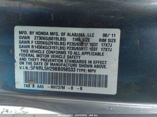 Photo 8 VIN: 5FNRL5H29BB098533 - HONDA ODYSSEY 