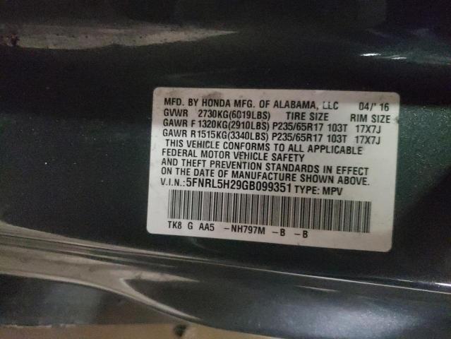 Photo 9 VIN: 5FNRL5H29GB099351 - HONDA ODYSSEY LX 