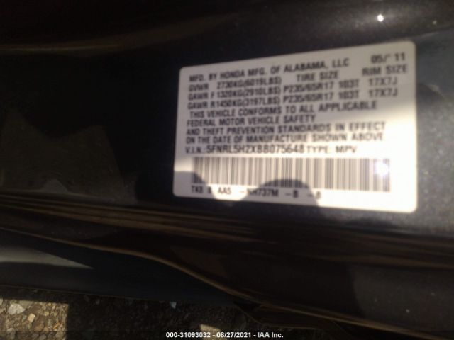 Photo 8 VIN: 5FNRL5H2XBB075648 - HONDA ODYSSEY 