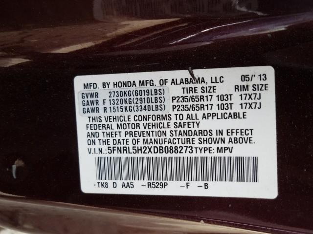 Photo 9 VIN: 5FNRL5H2XDB088273 - HONDA ODYSSEY LX 