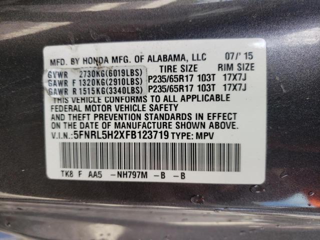 Photo 9 VIN: 5FNRL5H2XFB123719 - HONDA ODYSSEY LX 