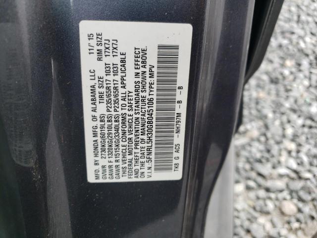 Photo 9 VIN: 5FNRL5H30GB045106 - HONDA ODYSSEY SE 