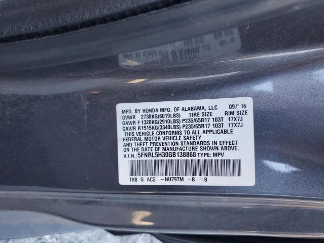 Photo 12 VIN: 5FNRL5H30GB138868 - HONDA ODYSSEY SE 