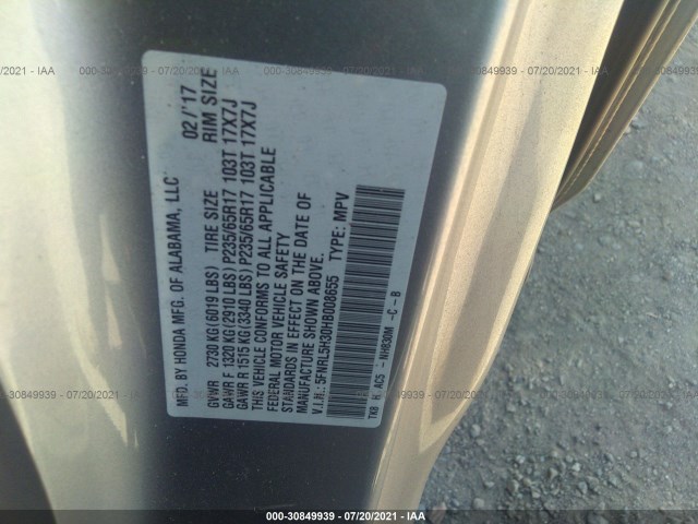 Photo 8 VIN: 5FNRL5H30HB008655 - HONDA ODYSSEY 