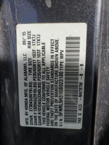 Photo 12 VIN: 5FNRL5H31GB023180 - HONDA ODYSSEY 