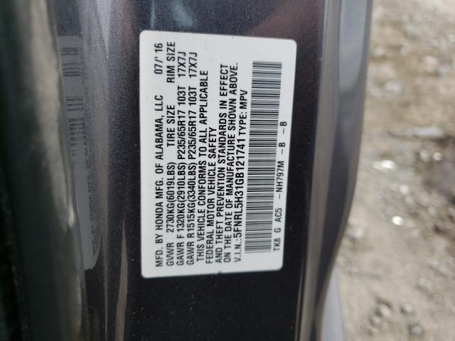 Photo 9 VIN: 5FNRL5H31GB121741 - HONDA ODYSSEY SE 