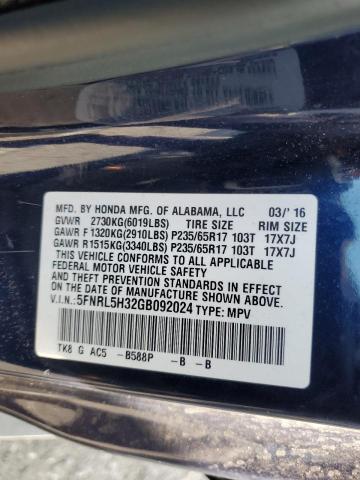 Photo 12 VIN: 5FNRL5H32GB092024 - HONDA ODYSSEY SE 