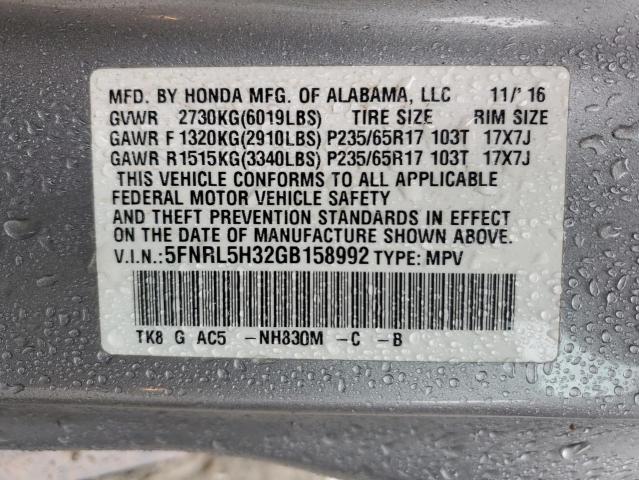 Photo 12 VIN: 5FNRL5H32GB158992 - HONDA ODYSSEY SE 