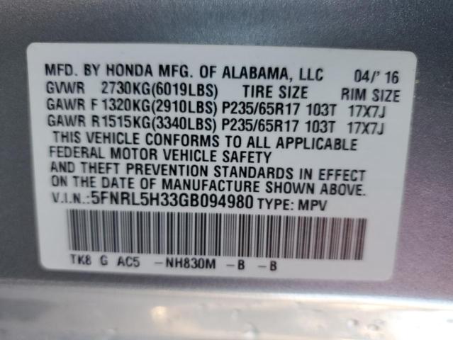 Photo 12 VIN: 5FNRL5H33GB094980 - HONDA ODYSSEY SE 