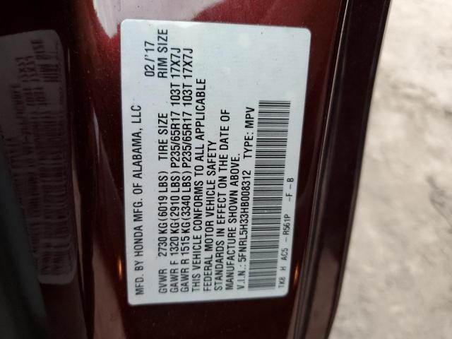 Photo 12 VIN: 5FNRL5H33HB008312 - HONDA ODYSSEY SE 