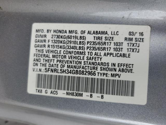 Photo 12 VIN: 5FNRL5H34GB082966 - HONDA ODYSSEY SE 