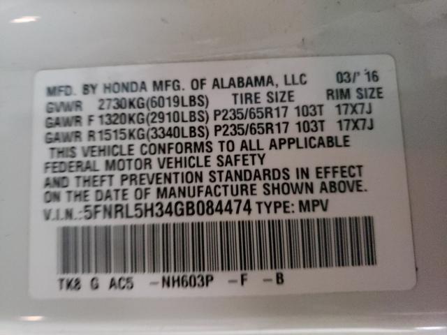 Photo 9 VIN: 5FNRL5H34GB084474 - HONDA ODYSSEY SE 