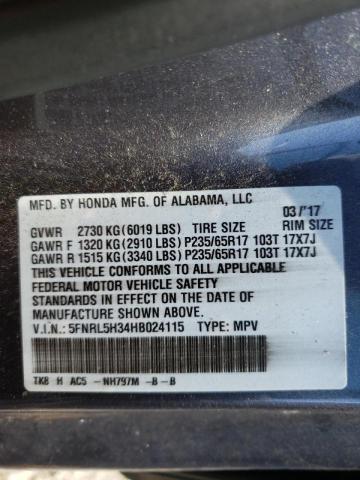 Photo 9 VIN: 5FNRL5H34HB024115 - HONDA ODYSSEY SE 