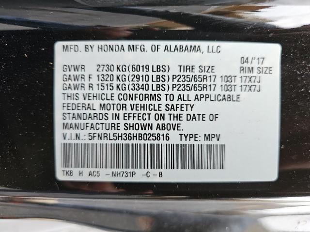 Photo 9 VIN: 5FNRL5H36HB025816 - HONDA ODYSSEY 