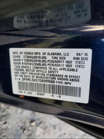 Photo 9 VIN: 5FNRL5H37GB099566 - HONDA ODYSSEY SE 