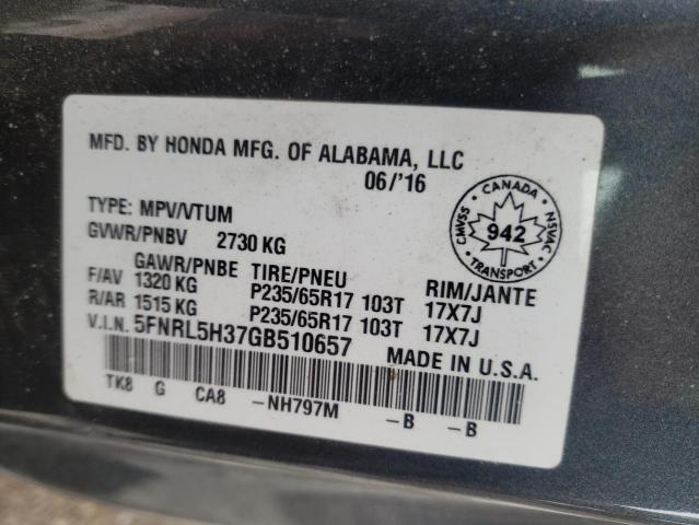 Photo 13 VIN: 5FNRL5H37GB510657 - HONDA ODYSSEY 