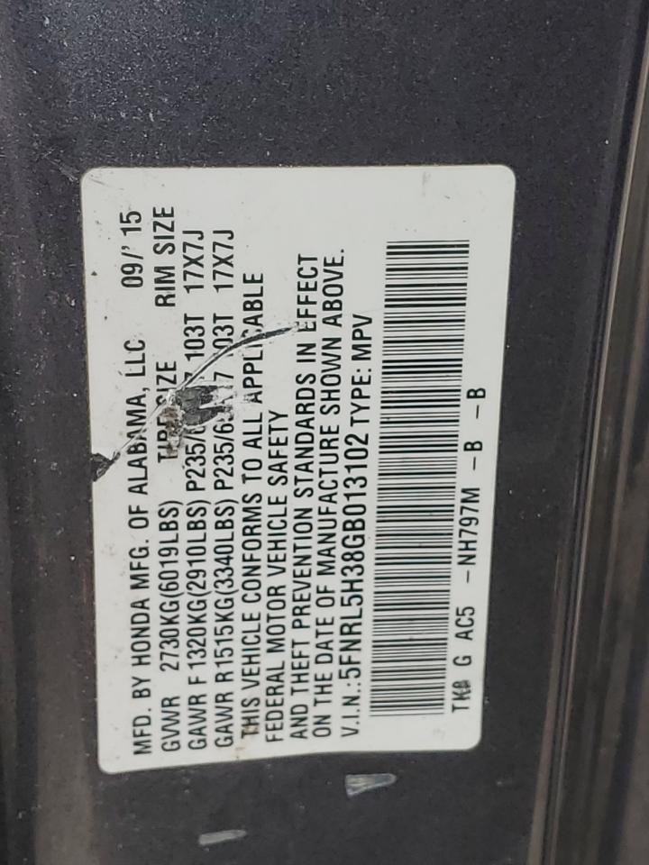 Photo 12 VIN: 5FNRL5H38GB013102 - HONDA ODYSSEY 