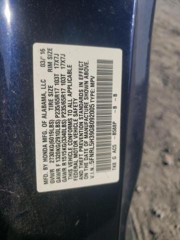 Photo 9 VIN: 5FNRL5H39GB092005 - HONDA ODYSSEY SE 