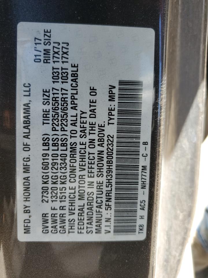 Photo 11 VIN: 5FNRL5H39HB002322 - HONDA ODYSSEY 