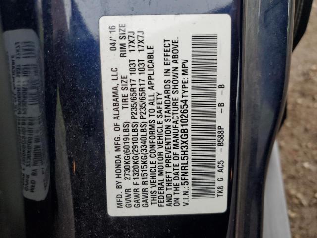 Photo 13 VIN: 5FNRL5H3XGB102654 - HONDA ODYSSEY SE 