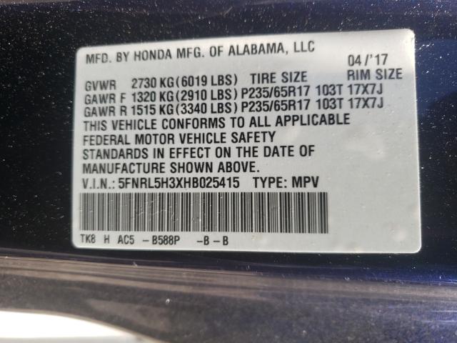 Photo 9 VIN: 5FNRL5H3XHB025415 - HONDA ODYSSEY SE 