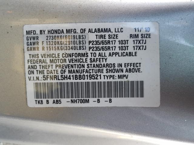 Photo 9 VIN: 5FNRL5H41BB019521 - HONDA ODYSSEY EX 