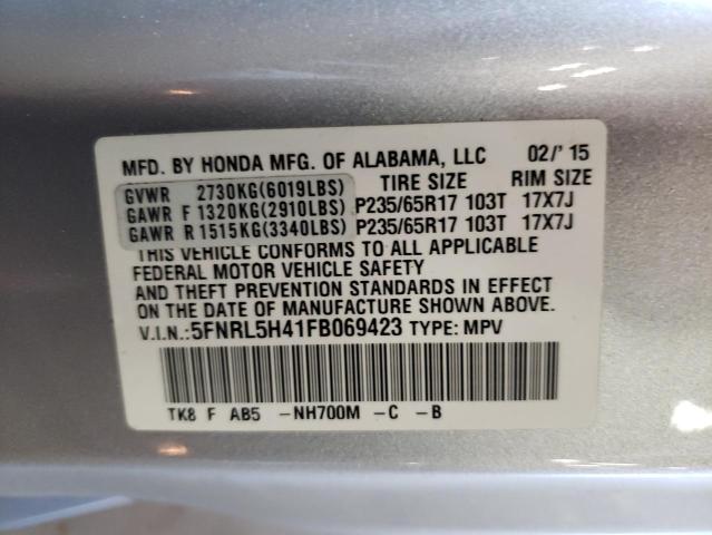 Photo 12 VIN: 5FNRL5H41FB069423 - HONDA ODYSSEY EX 