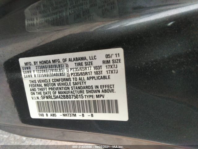 Photo 8 VIN: 5FNRL5H42BB075015 - HONDA ODYSSEY 