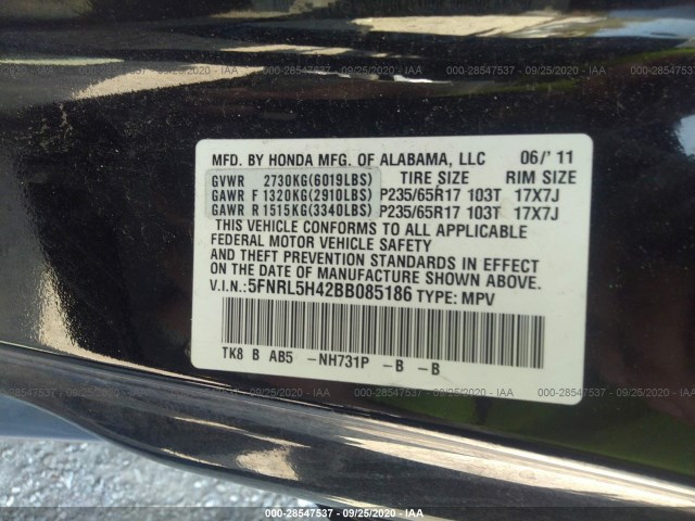 Photo 8 VIN: 5FNRL5H42BB085186 - HONDA ODYSSEY 