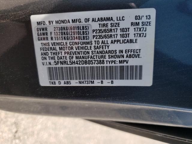 Photo 9 VIN: 5FNRL5H42DB057388 - HONDA ODYSSEY EX 