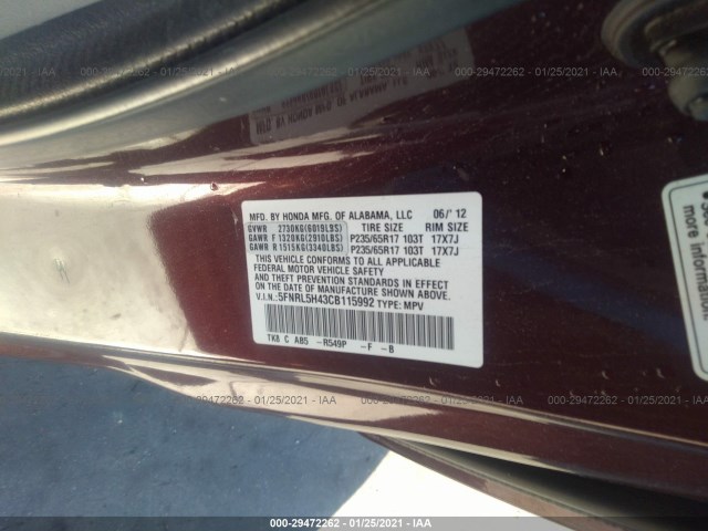 Photo 8 VIN: 5FNRL5H43CB115992 - HONDA ODYSSEY 