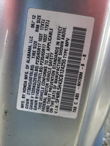 Photo 9 VIN: 5FNRL5H43CB124255 - HONDA ODYSSEY EX 