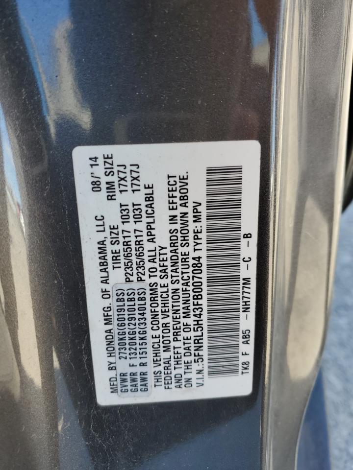 Photo 12 VIN: 5FNRL5H43FB007084 - HONDA ODYSSEY 