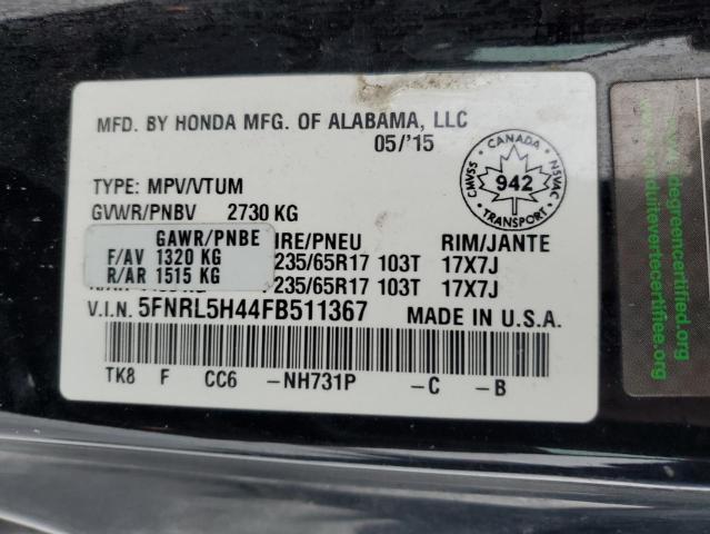 Photo 12 VIN: 5FNRL5H44FB511367 - HONDA ODYSSEY EX 