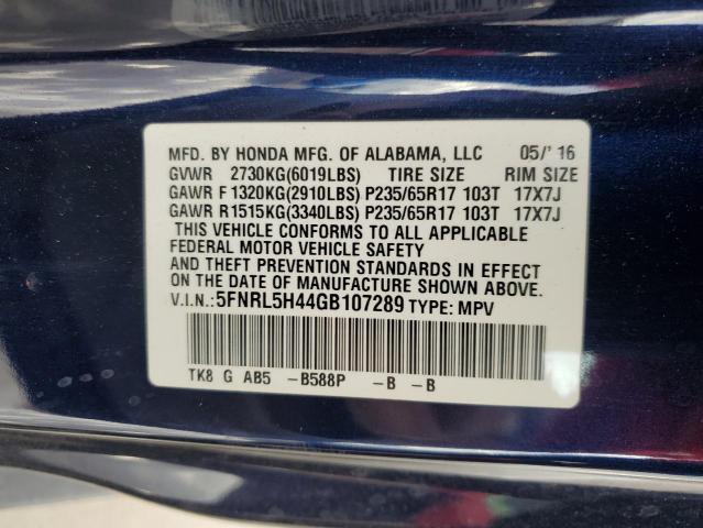 Photo 12 VIN: 5FNRL5H44GB107289 - HONDA ODYSSEY EX 