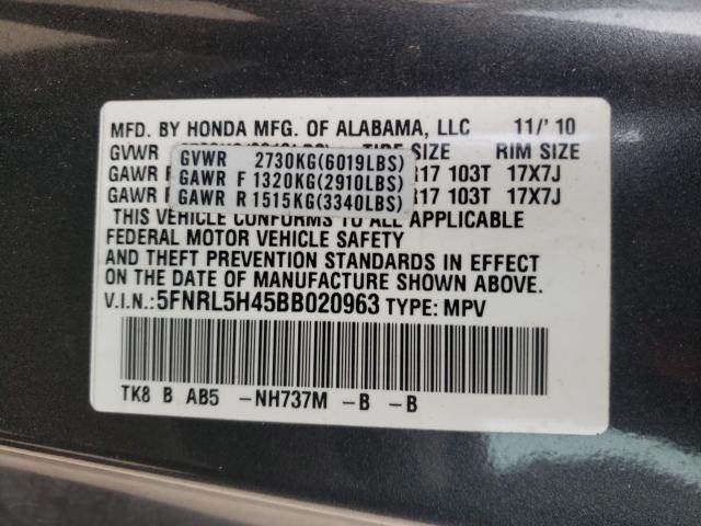 Photo 9 VIN: 5FNRL5H45BB020963 - HONDA ODYSSEY EX 