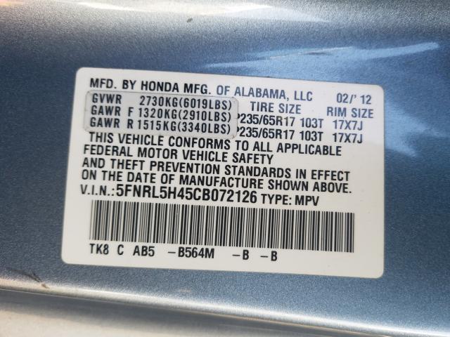 Photo 9 VIN: 5FNRL5H45CB072126 - HONDA ODYSSEY EX 