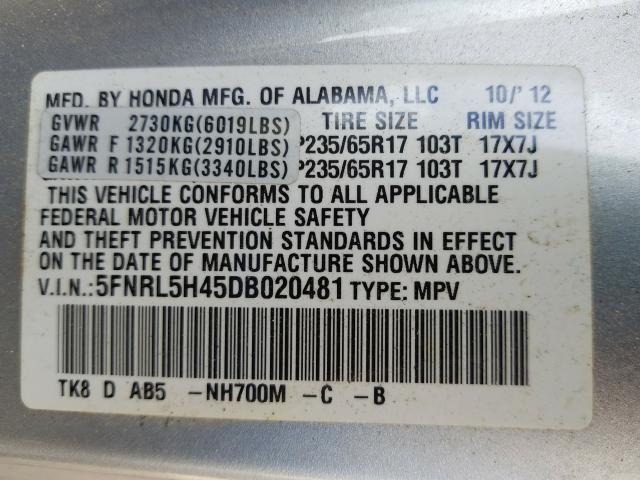 Photo 9 VIN: 5FNRL5H45DB020481 - HONDA ODYSSEY EX 