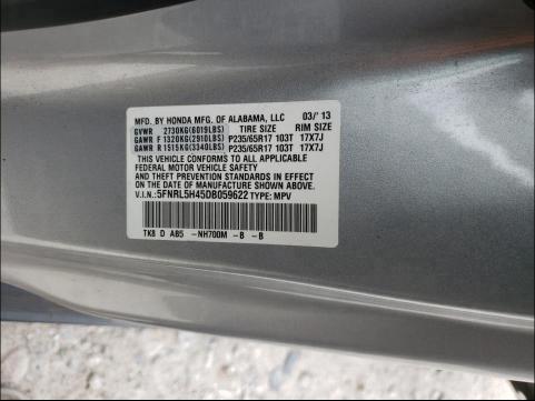 Photo 9 VIN: 5FNRL5H45DB059622 - HONDA ODYSSEY EX 