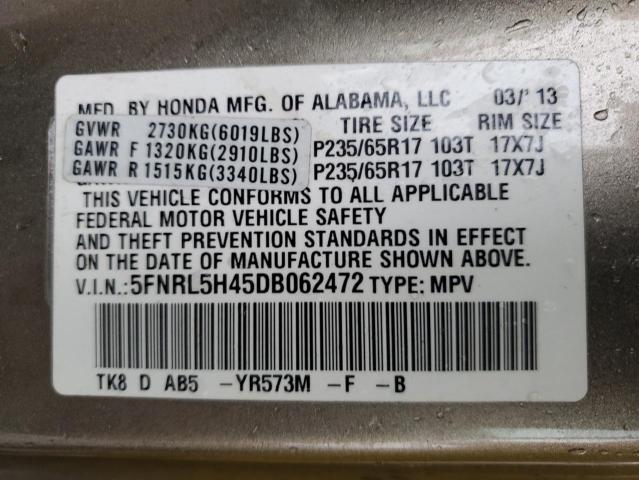 Photo 12 VIN: 5FNRL5H45DB062472 - HONDA ODYSSEY EX 