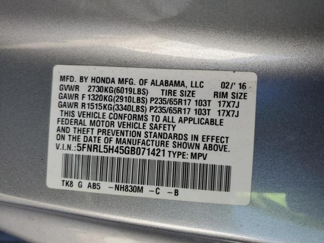 Photo 12 VIN: 5FNRL5H45GB071421 - HONDA ODYSSEY EX 