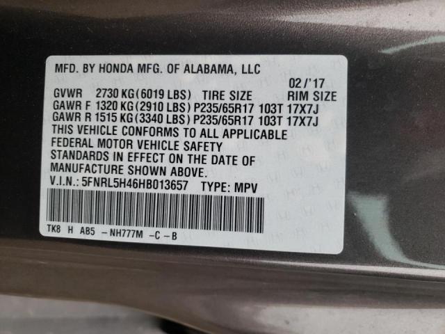 Photo 9 VIN: 5FNRL5H46HB013657 - HONDA ODYSSEY EX 