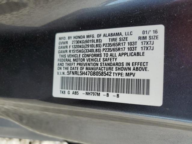 Photo 9 VIN: 5FNRL5H47GB058542 - HONDA ODYSSEY EX 