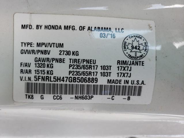 Photo 12 VIN: 5FNRL5H47GB506889 - HONDA ODYSSEY EX 