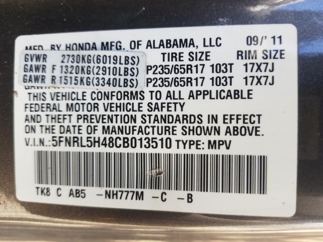 Photo 9 VIN: 5FNRL5H48CB013510 - HONDA ODYSSEY EX 