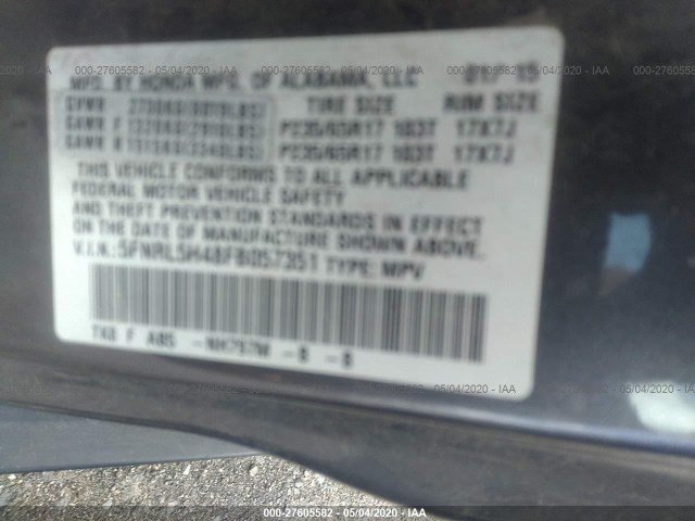 Photo 8 VIN: 5FNRL5H48FB057351 - HONDA ODYSSEY 