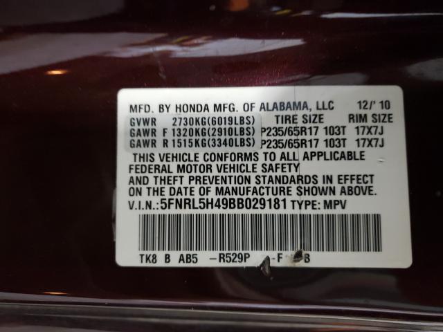 Photo 9 VIN: 5FNRL5H49BB029181 - HONDA ODYSSEY EX 