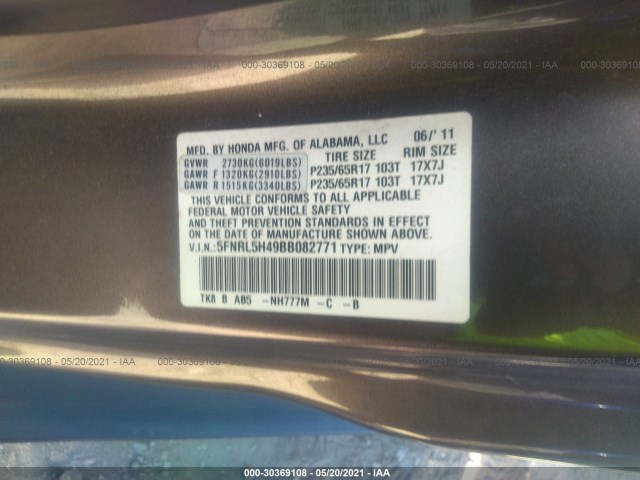 Photo 8 VIN: 5FNRL5H49BB082771 - HONDA ODYSSEY 