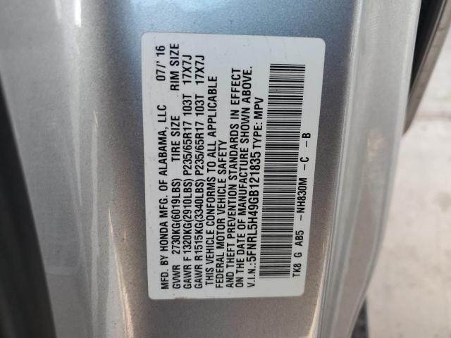 Photo 12 VIN: 5FNRL5H49GB121835 - HONDA ODYSSEY EX 